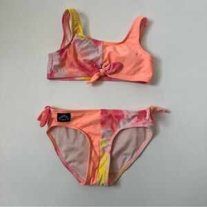 Justice Girls Tie Dye Two Piece Tie Knot Bathing Suit Padded Chest Size M/10
